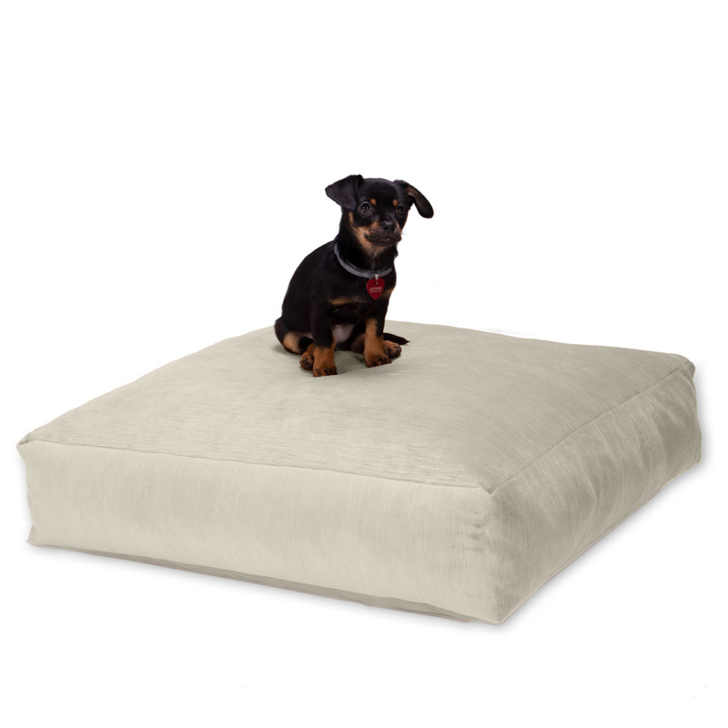 Ivory Microvelvet Square Floor Pillow with High-Density Foam