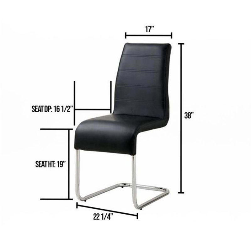 Leatherette 2Pc Side Chairs, Black