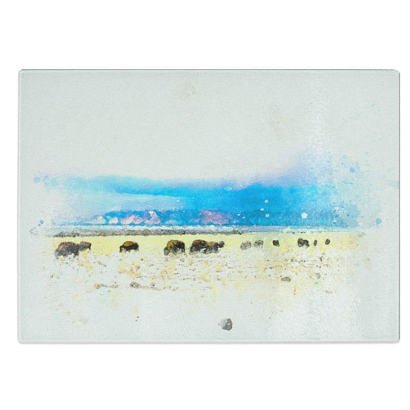 Glass Grazing Bison in Utah in Abstract Chopping Board, 39 cm W x 28.5 cm L