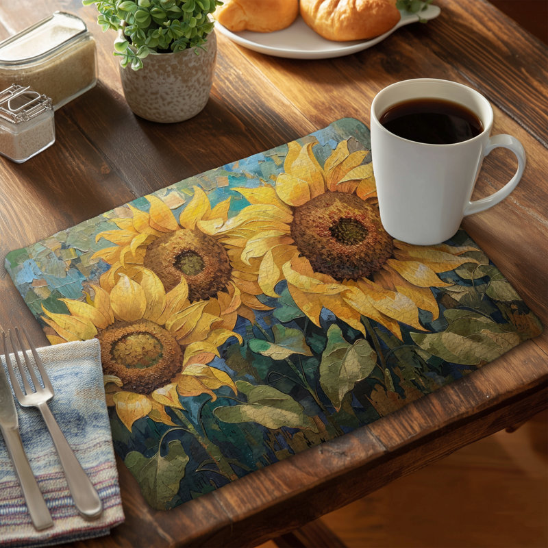 Napperon en polyester tressé bleu tournesol - Essential Home Decor