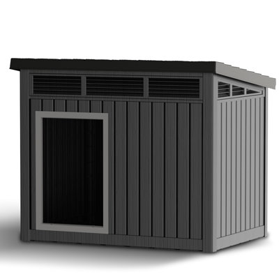 42.89"W All-Weather Waterproof And Removable Roof Dog House To Large Dogs(Black)
