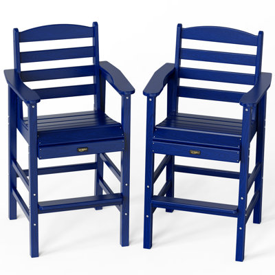 Ensemble 2 pièces de chaises de bar d'extérieur en PEHD Adirondack