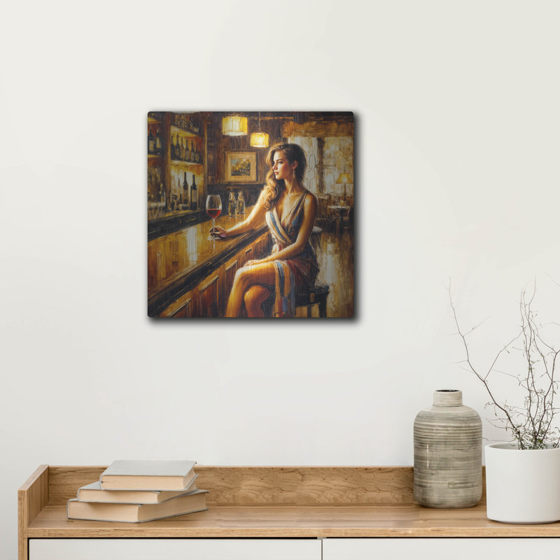  «Lady In A Bar» par Rey Klimt, art mural en métal, H 12 po x l 12 po