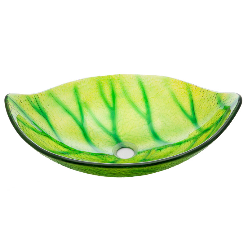 Eden Bath 14.5'' Green Tempered Glass Specialty Bathroom Sink