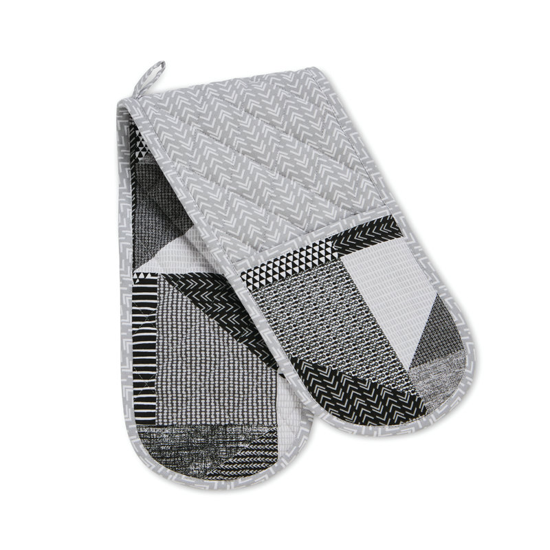 Larsson Geo Double Oven Glove, Gray/White