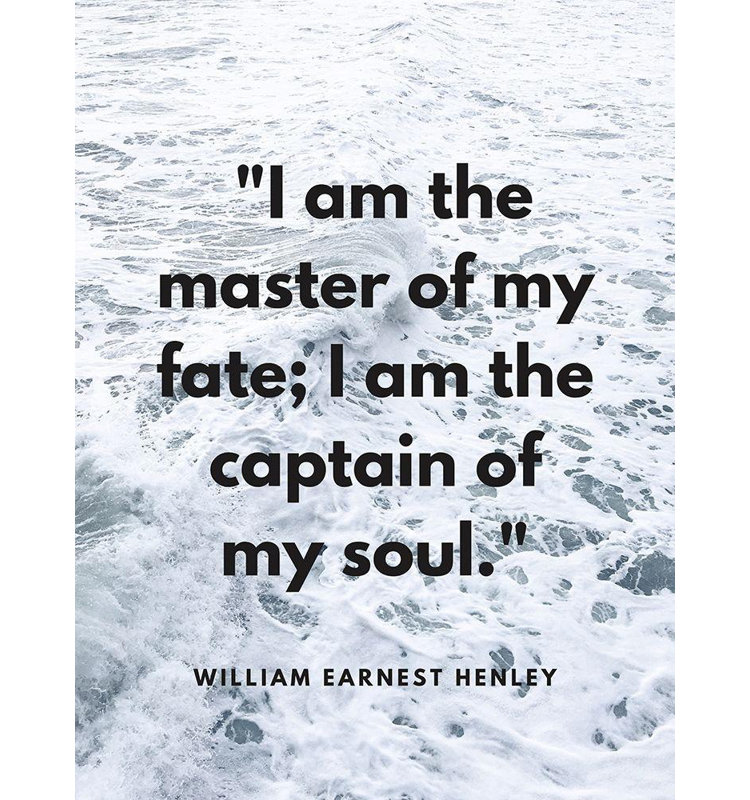 Art sur toile tendue par Trinx ArtsyQuotes: William Ernest Henley, citation: «Master of My Fate», H 24 po x l 19 po