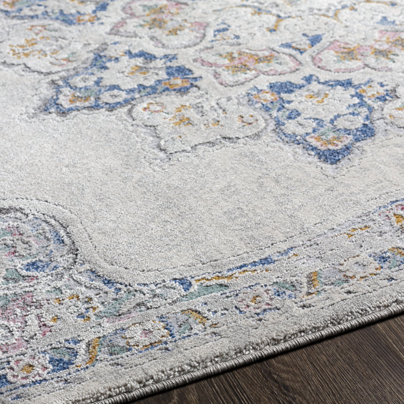 Didmarton Oriental Blue/Pink/Gray Area Rug, Rectangle 7'10" x 10'