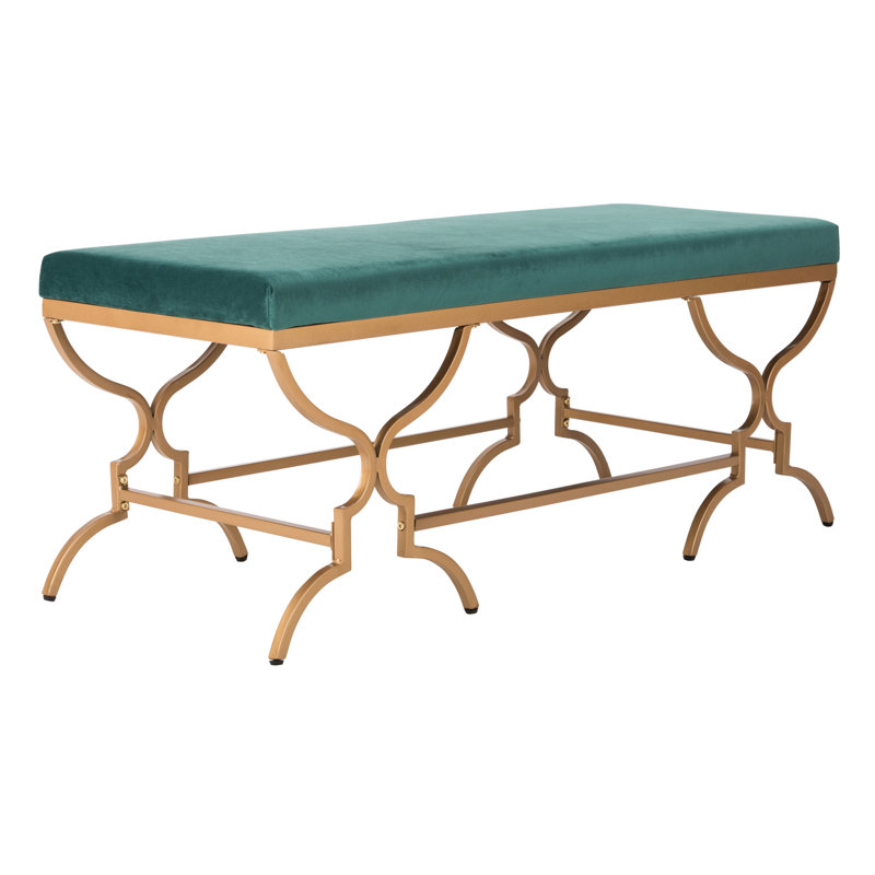 Rainn Linen Upholstered Bench, Emerald