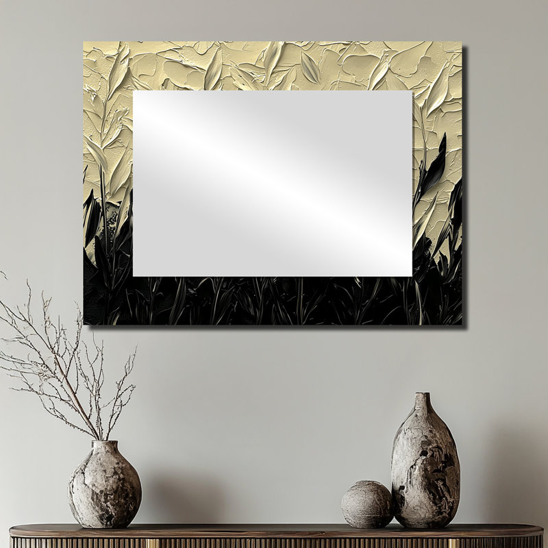 Abstrait pétale crème vert dansant II - miroir de fleurs pour décoration murale - imprimé sur métal, 24 po x 32 po