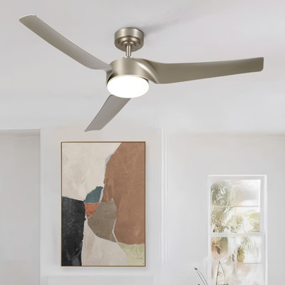 52" 3 - Blade Smart Propeller Ceiling Fan with Dimmable LED Light and Remote Control