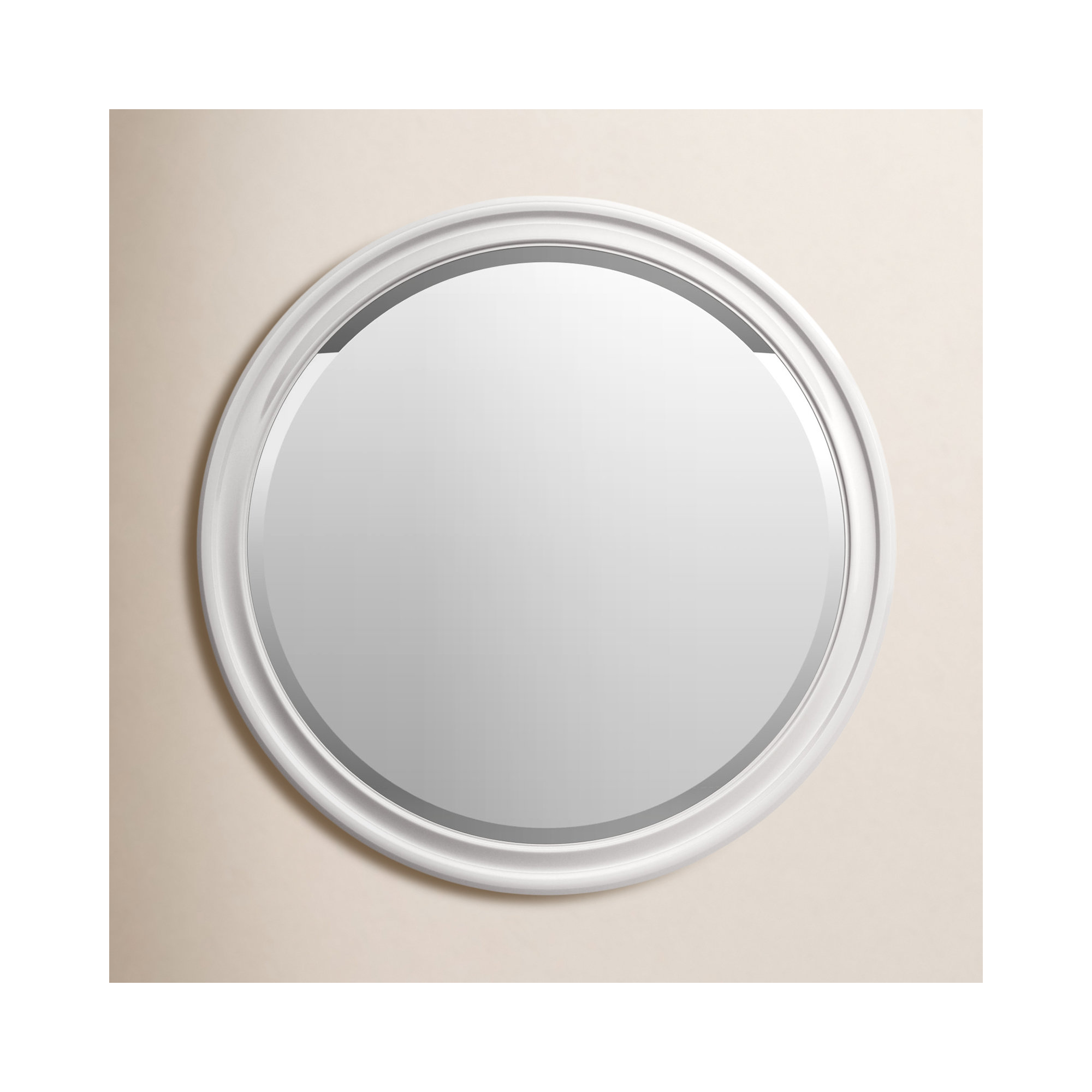 Talvi Wood Round Wall Mirror, White