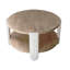 Table basse ronde en bois 31,5 x 31,5 x 17,7 po, pieds sculptés et tablette de rangement inférieure