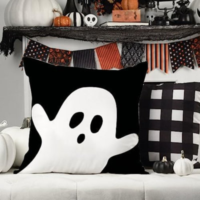 Halloween Pillow Cover 18X18 Set Of 2 Ghost Pillow Covers Outdoor Halloween Decorations For Home Décor