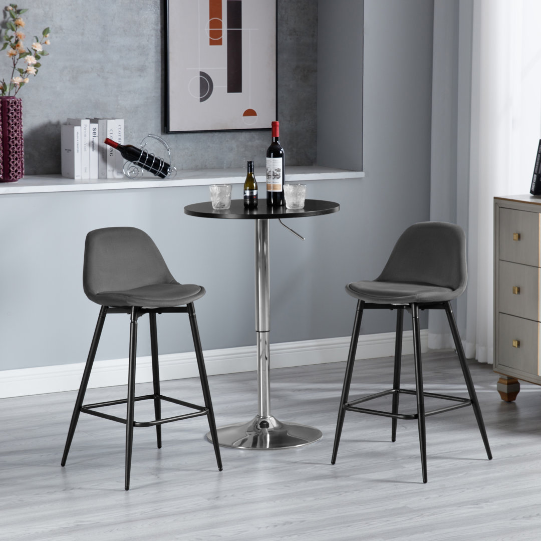Bar Stools Set of 2, Breakfast Bar Stools, Kitchen Stools with Back, with Cushioned PP Seat and Metal Frame with Footrest, white