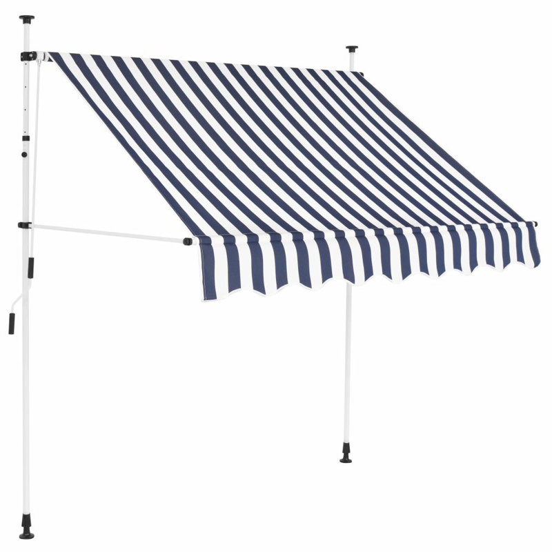 Dakota Fields 47.2cm D Fabric Cover Retractable Patio Awning, Blue, 1.5m W x 1.2m D