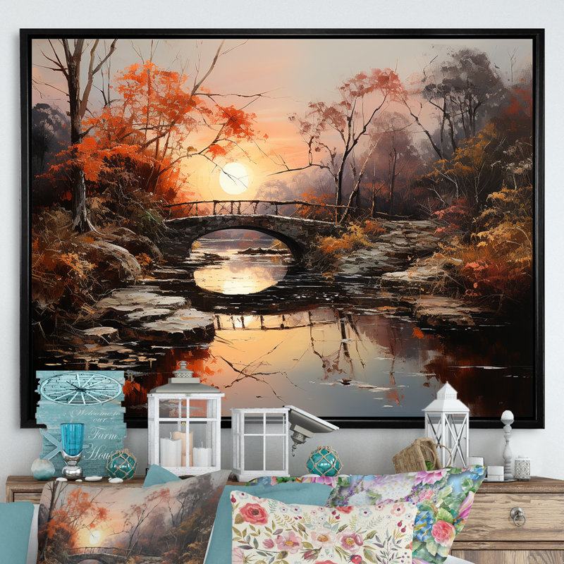 Ponts de soleil sur une impression sur toile, H 34 po x l 44 po, Cadre flottant noir