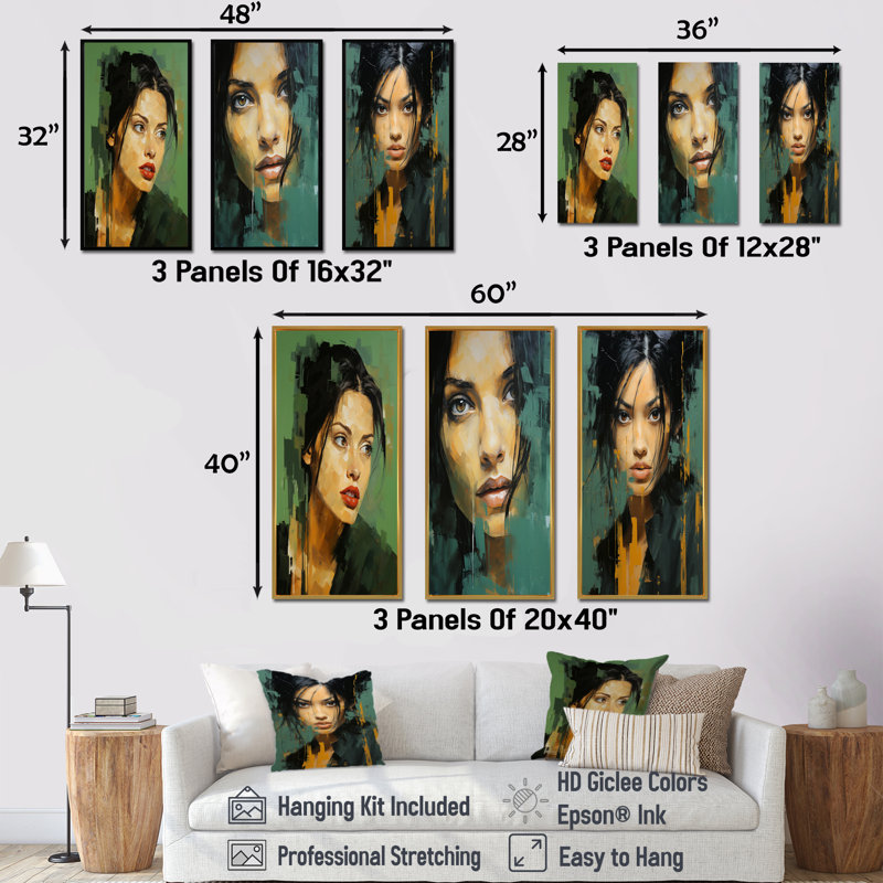 Portrait de jolie jade verte, Cadre flottant noir, H 40 po x l 60 po