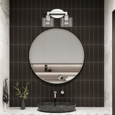 5 Light Polished Chrome Extra Large Vanity Sconce With Mouth Blown Clear Glass