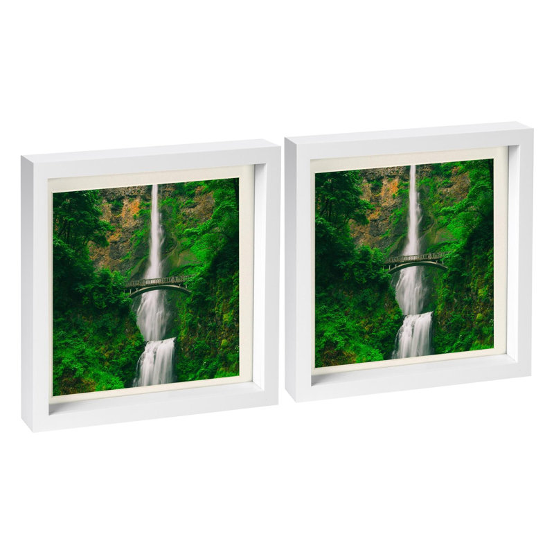 Nicola Spring - 10" x 10" White 3D Box Photo Frames - 8" x 8" Mount - Ivory