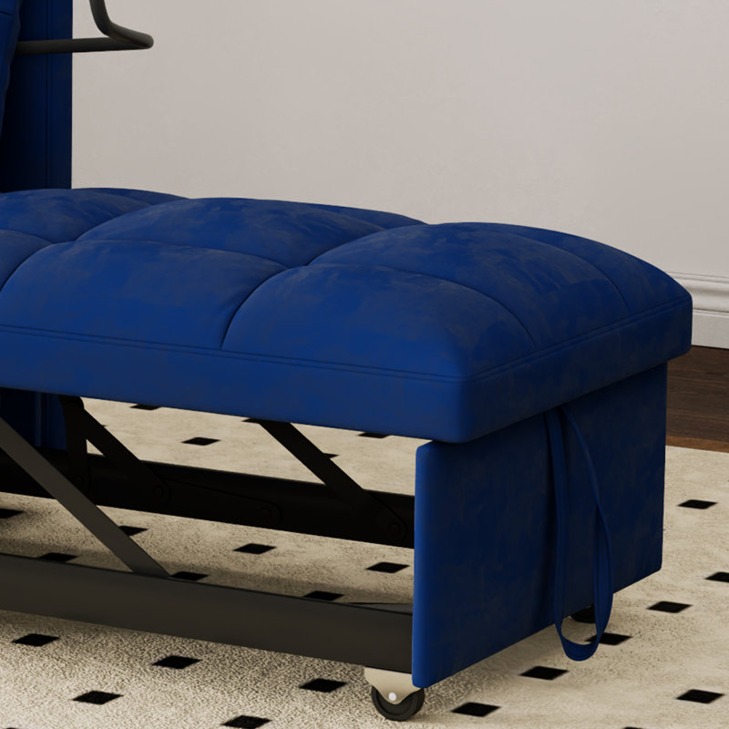 Fauteuil convertible polyvalent avec port USB et support pour téléphone, Bleu