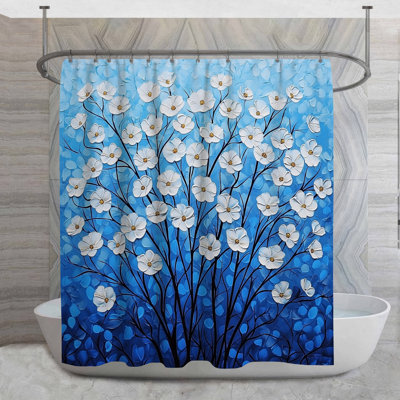 Floral Bouquet Shower Curtain -  Botanical Bathroom Decor Shabby Chic