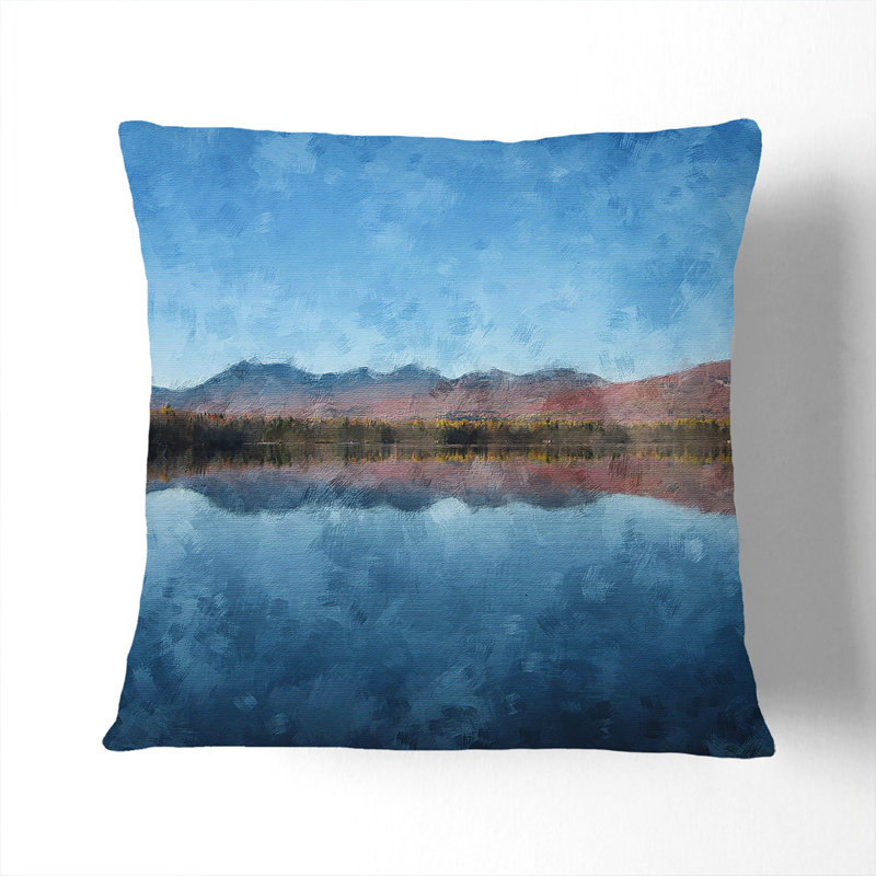Lake Jerico in New Hampshire Painting Scatter Cushion with Filling, 55cm H x 55cm W x 20cm D