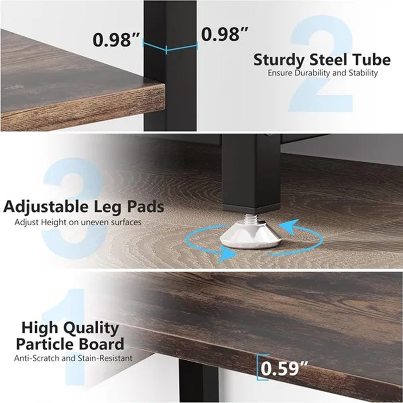 6-Tier Staggered Shelf Design, Perfect For Home Offices, Living Rooms, And Bedrooms, In Black.
