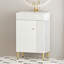 Meuble-lavabo à tablettes ouvertes de 21,6 po avec lavabo en céramique et porte à fermeture douce, armoire de rangement à tablettes ouvertes sur le côté droit, assemblage requis, blanc 24VB06-21WHR