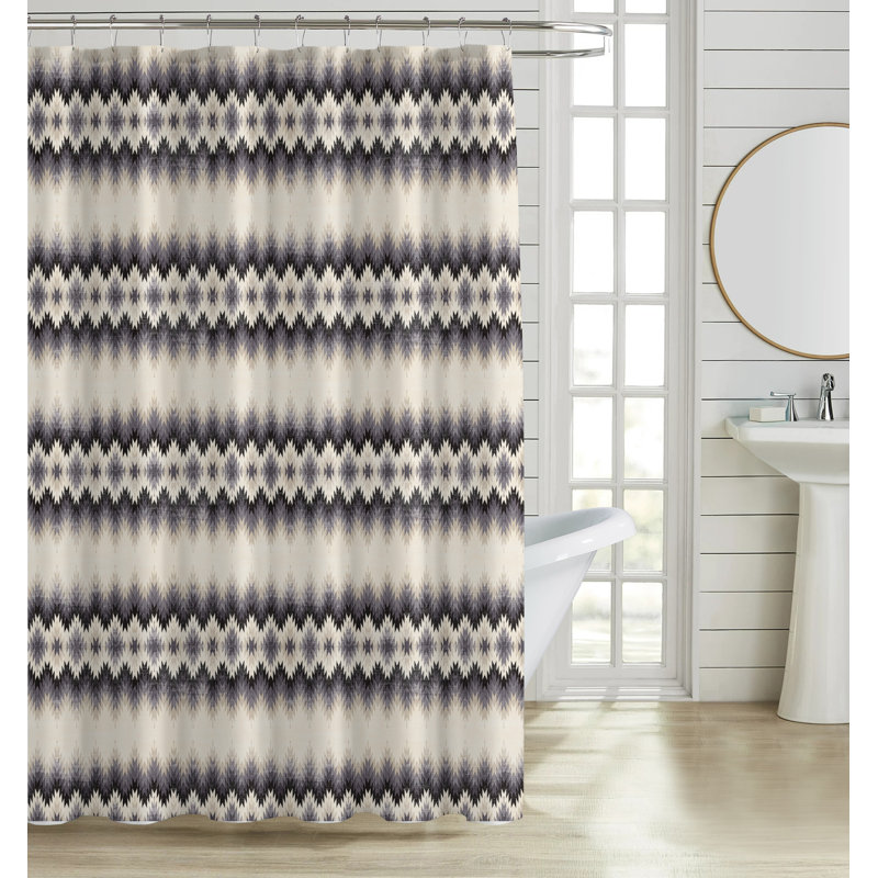 Ensemble de 13 rideaux de douche luxueux, Noir / brun clair géométrique