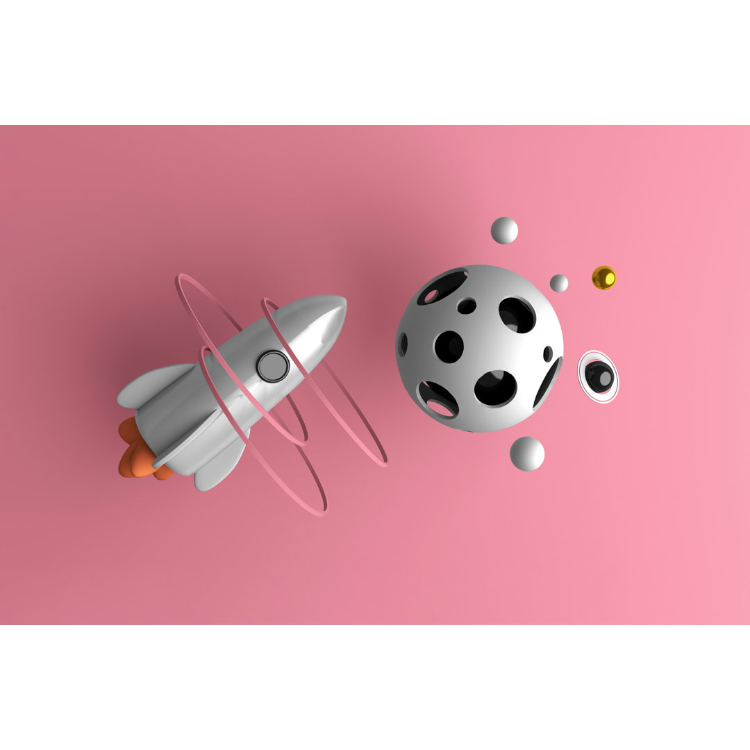 Rocket Flying Illustration by Svetlana Mokrova - Wrapped Canvas Print
