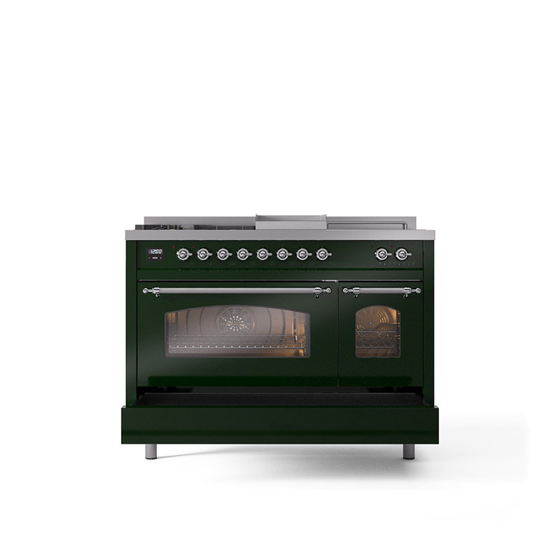 ILVE Nostalgie II 48 Dual Fuel Range, Emerald Green/Chrome, Liquid Propane