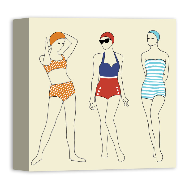 « rétro swimmers », impression sur toile tendue, H 12 po x l 12 po
