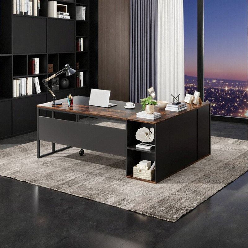 71 po. Bureau en L 71 po - Bureau professionnel, Brun / Noir