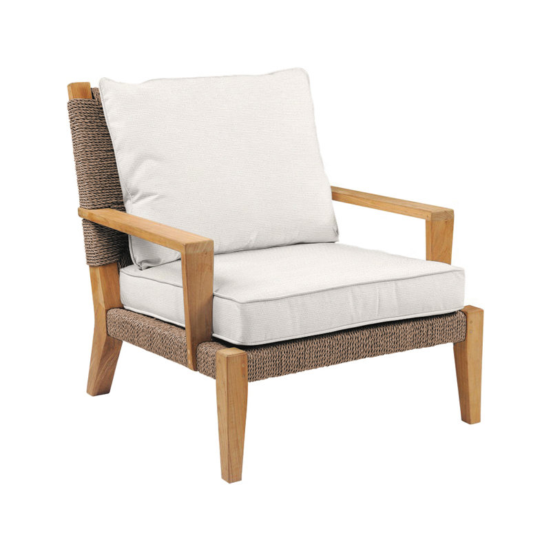 Hadley Outdoor Teak Lounge Chair, Cloud, Hadley Hemp