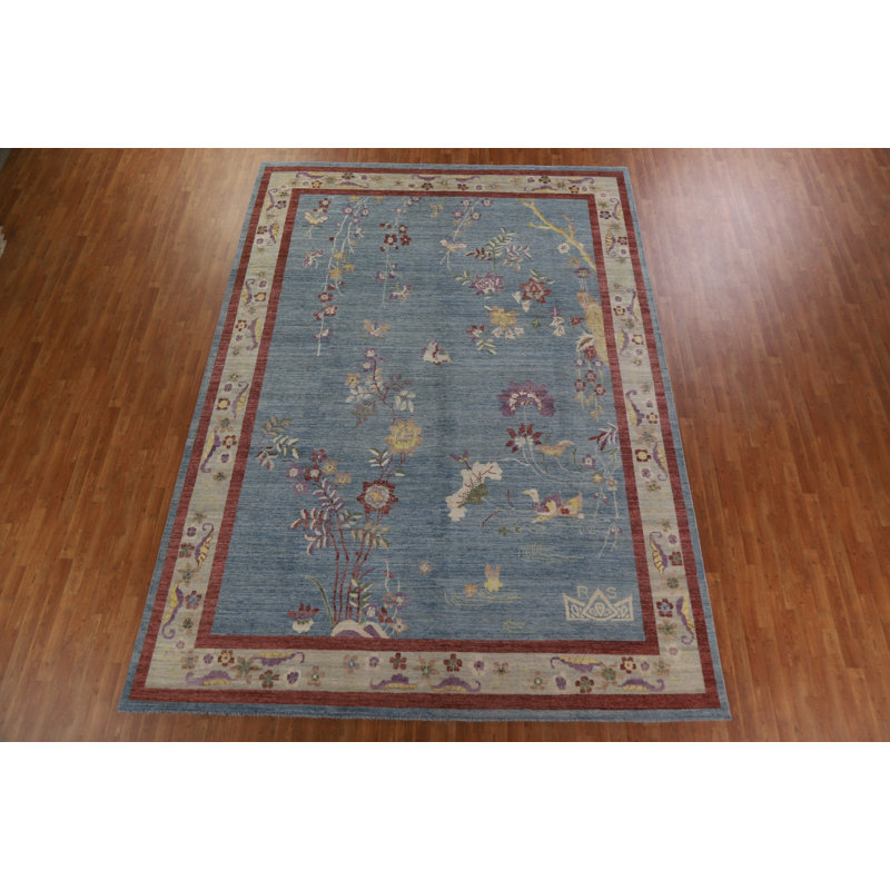 Tapis de style oriental végétal noué à la main 10 x 13 Art Deco