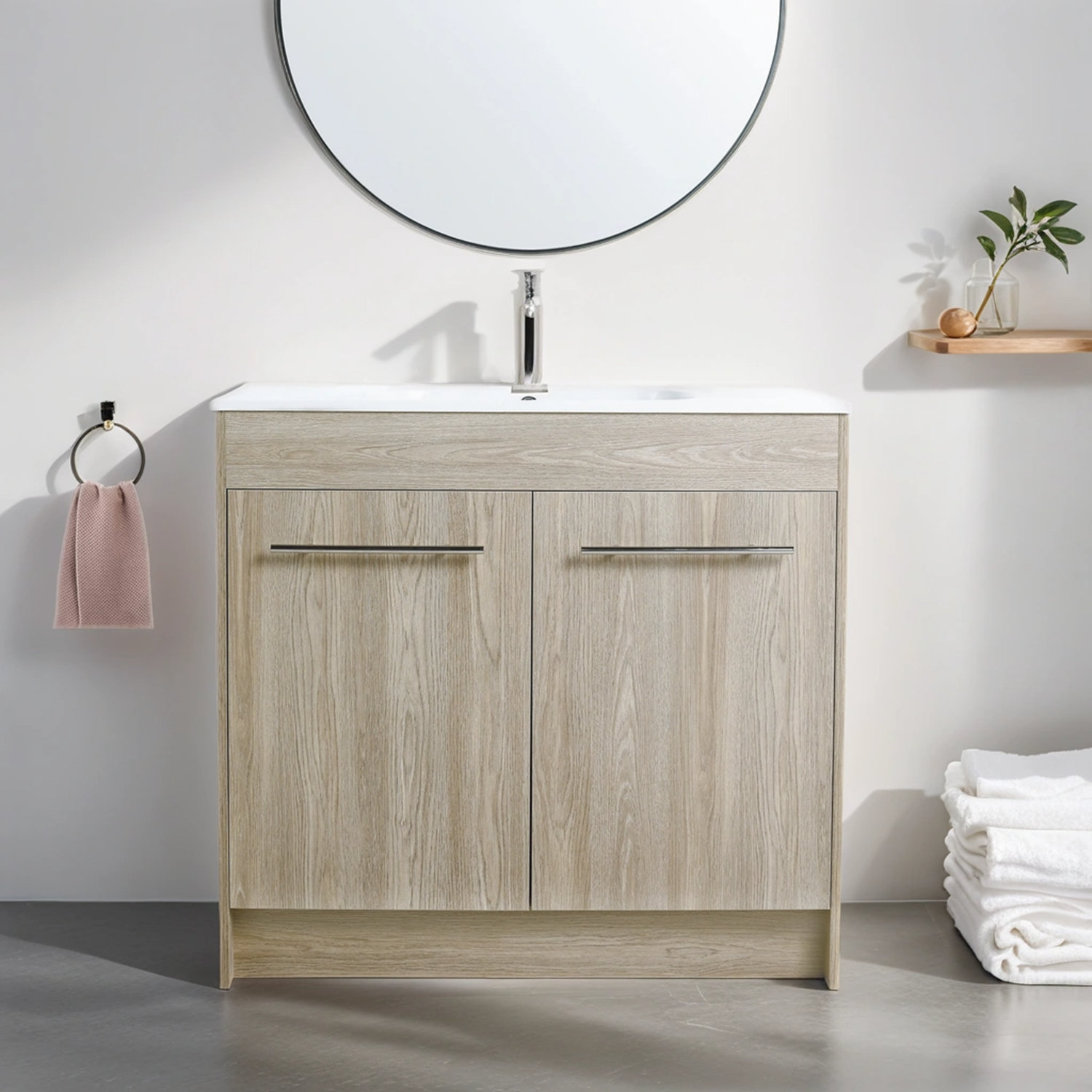 Ebern Designs Single Sink Bathroom Vanity Combo, Mordern Bathroom Vanity, 36 Inch Standing ...