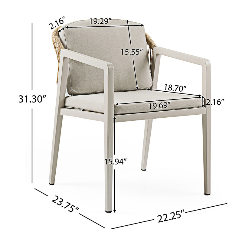 Ensemble de 2 chaises de salle à manger d'extérieur, Gris / naturel