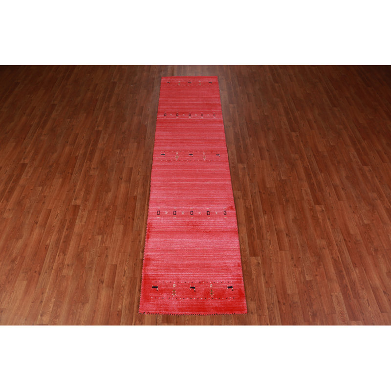 Tapis de couloir rayé fabriqué à la main Gabbeh 3 x 10
