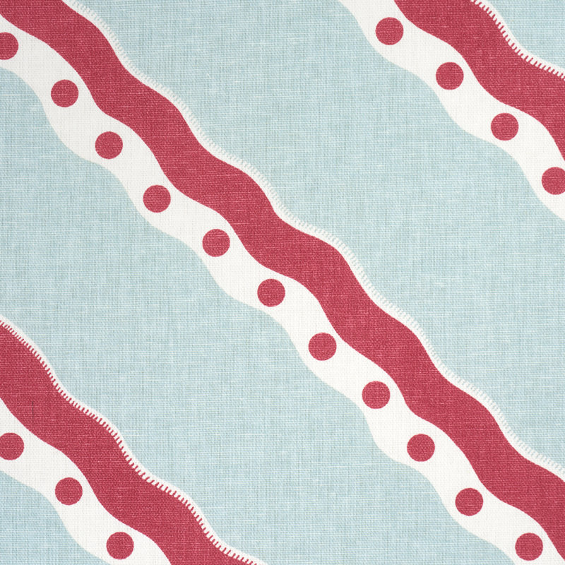 Rousseau Stripe Fabric, Rouge & Sky