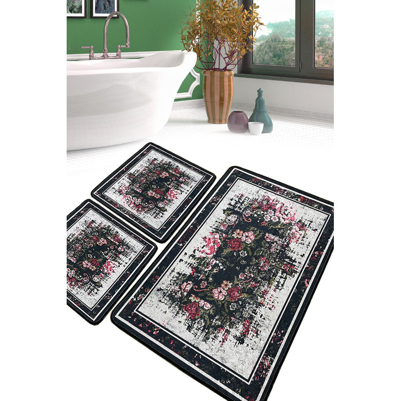 Ensemble de tapis de bain luxueux (3 pièces), en polyester doux, 23,6 po x 39,4 po (1 pièce) et 19,7 po x 23,6 po (2 pièces) | Antibactérien, antidérapant, 20,5 oz / pied carré | Lavable à la machine et durable, parfait pour les salles de bain élégantes