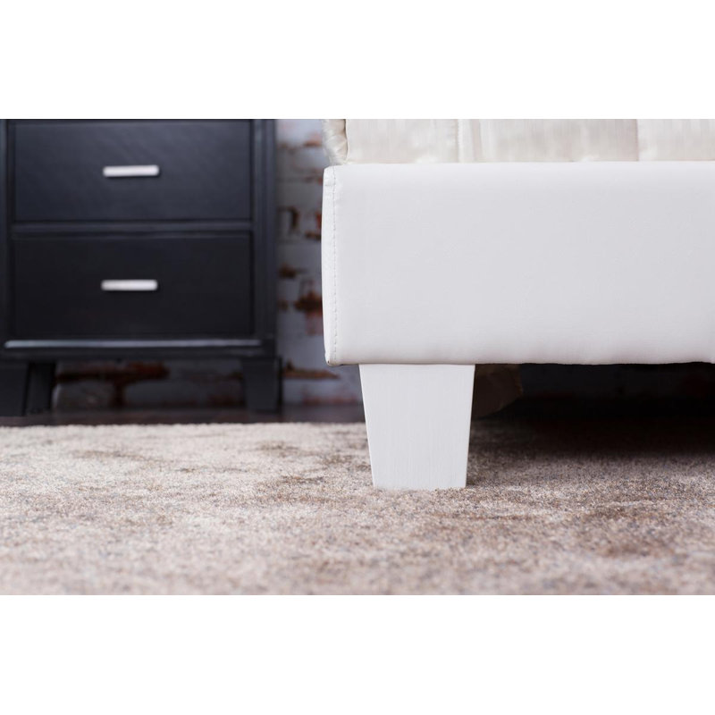 Keilianys Upholstered Low Profile Platform Bed, Twin, Beige