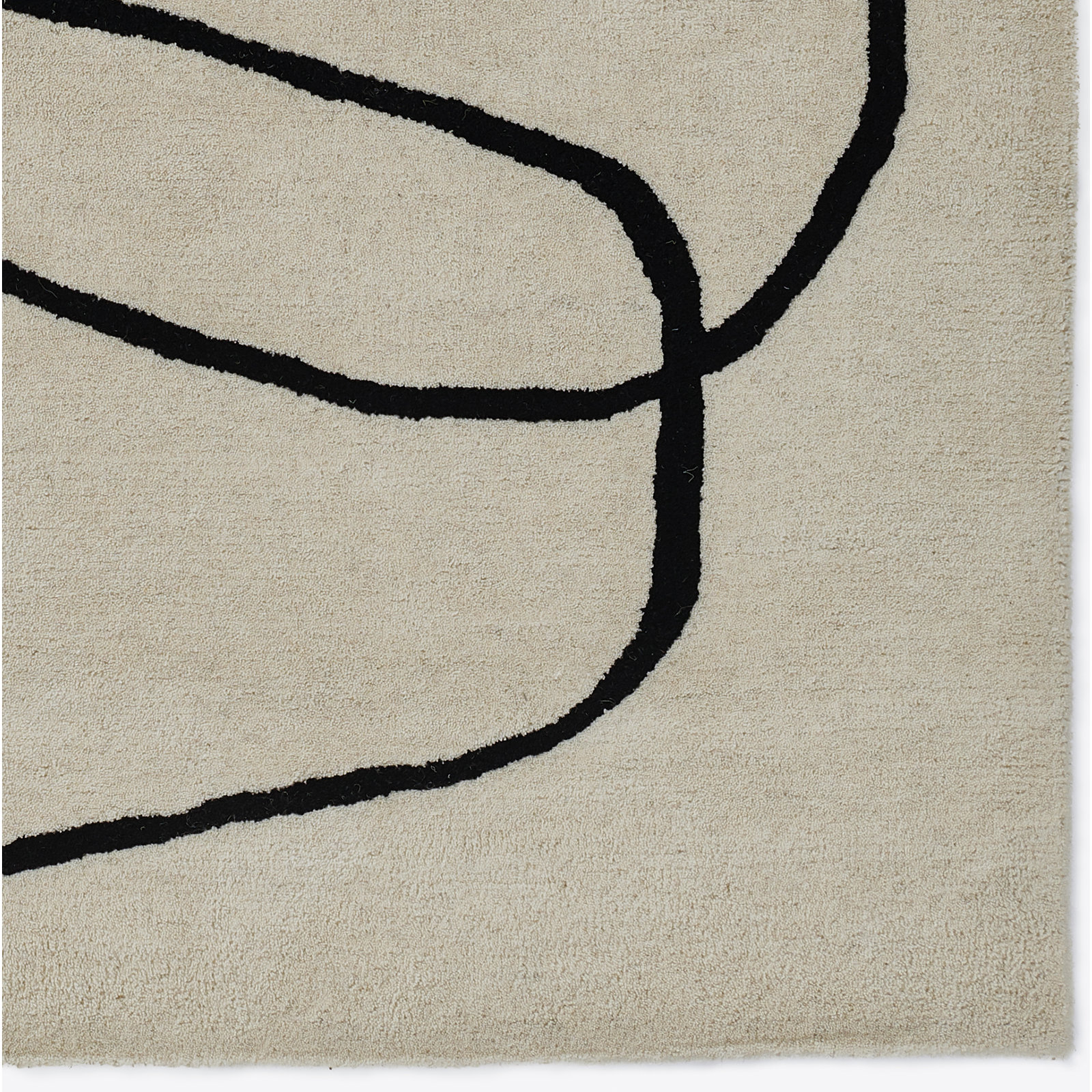 Whistler Ivory Black Hand-Tufted Wool Rug, Rectangle 5' x 8'