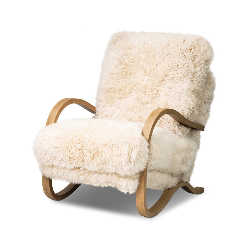 Fauteuil Parkhill, Chêne fumé vieilli, Fourrure champagne mongole