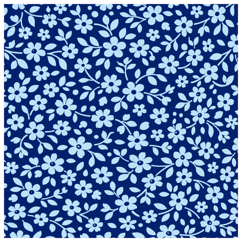 Blue Floral Pattern Quilted Thin Bedspread, Full / Double