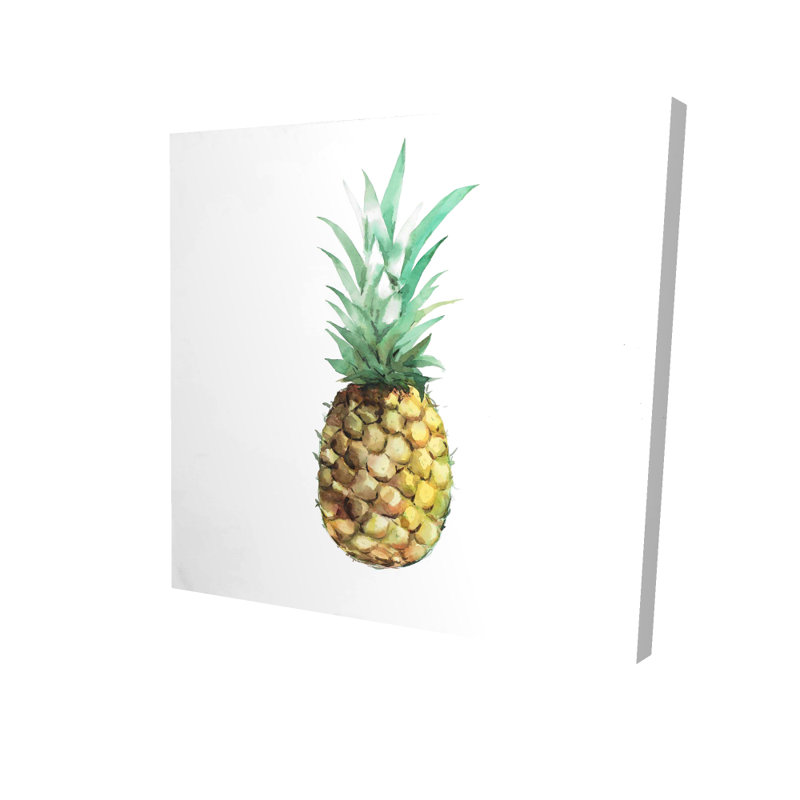 Watercolor Pineapple Canvas - Brown Exotic Kitchen Decor