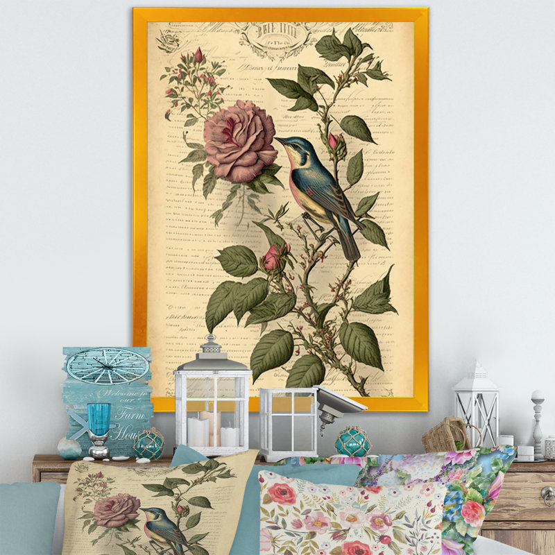 Victorian Retro Rose I - reproduction sur toile, H 32 po x l 24 po x P 1 po, Impression dorée sur toile encadrée