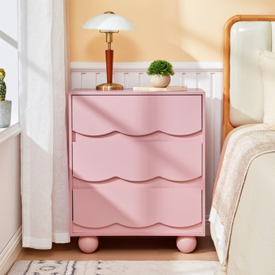 Scalloped Design 3 Drawer End Table