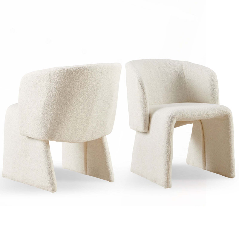 Ensemble de 2 chaises de salle à manger rembourrées Teddy, Blanc cassé