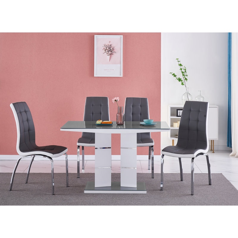 4 - Person Dining Set, Grey, Grey/White