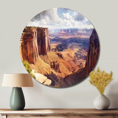 Canyonlands Painterly View - Canyon Large Round Metal Wall Art